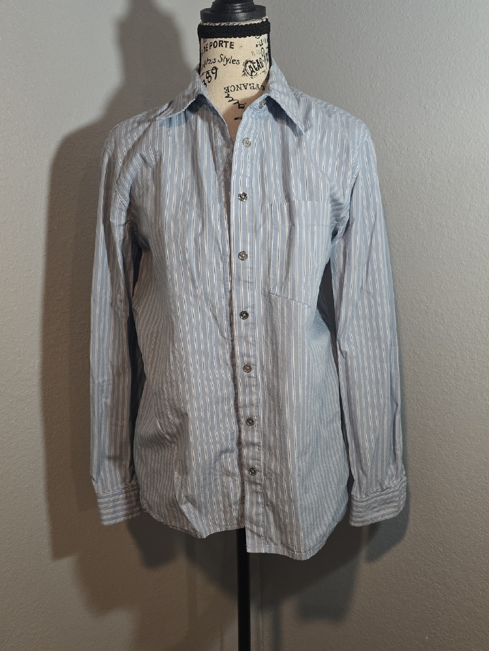 Michael Kors Light Blue & White Striped Dress Shirt